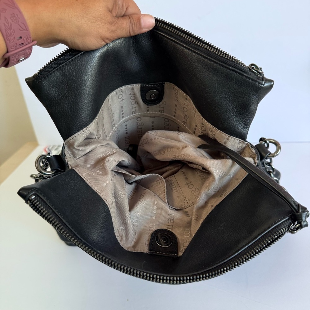 Margot Black Leather Shoulder Purse - Picture 5 of 9